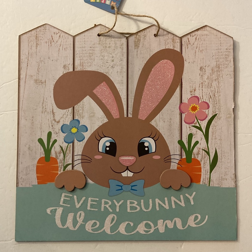 🟢 3/$30 Easter decor Every bunny welcome front door sign NEW home decor